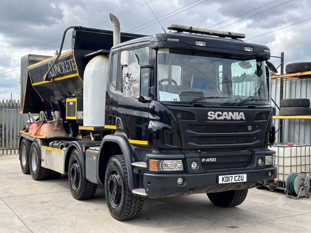 Black Scania volumetric ready-mixed concrete Fleet Kingston